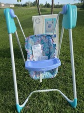 Vintage 1995 Graco Open Top Automatic Pastel Baby Swing With Box And Manual