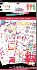 Happy Planner GRACEFUL HEART 679 Pieces BRAND NEW 30 Pages of Stickers