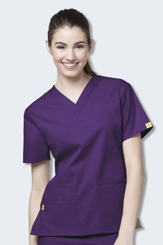 Women's V-Neck Scrub Top - 2 Pockets, ID Loop, Phone Pocket, Nurse shirt - Picture 60 of 86