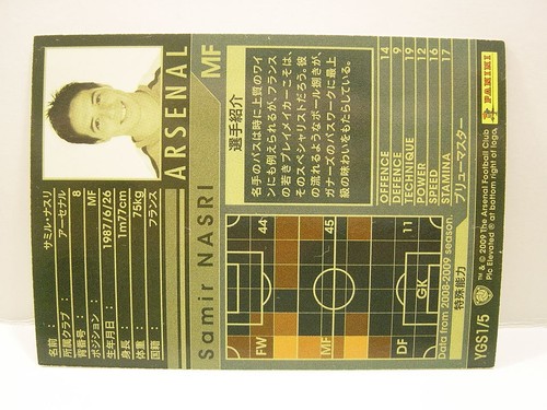 Panini WCCF 2008-09 YGS Samir Nasri 1987 France No.8 Arsenal FC Young Star - Picture 6 of 6
