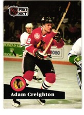 1991-92 Pro Set #42 Adam Creighton, Chicago Blackhawks