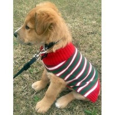 NEW PET SWEATER HOLIDAY GREEN RED WHITE CHRISTMAS SUPPLIES CLOTHES DOG STRIPE