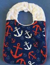 New Evergreen Toddler Red White Navy Blue Anchors Away Bib