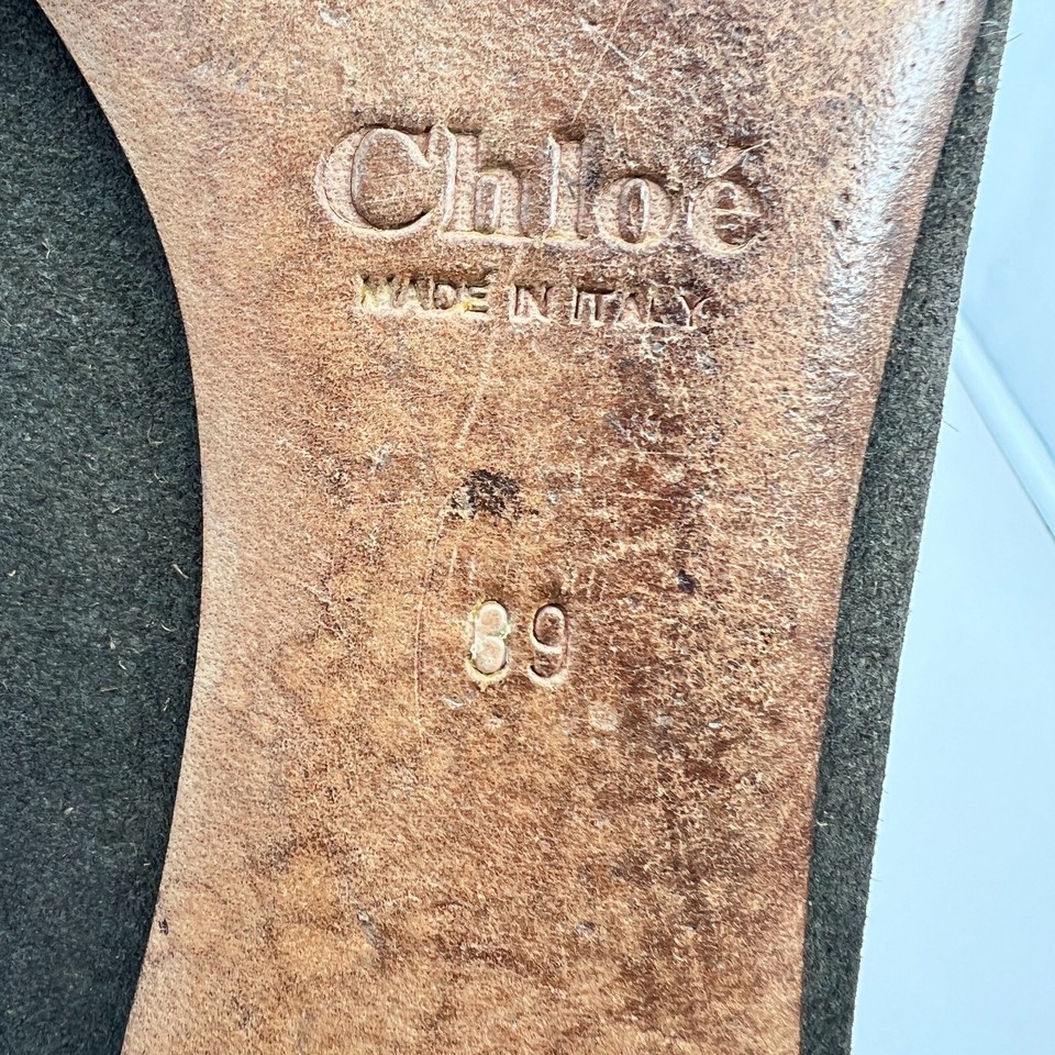 Chloe Women Size EU 39 US 9 Dark Brown Suede Stitch Slip On Ballerina