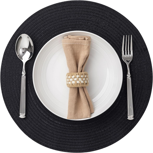 Round Placemats Set of 12 Woven Placemats Washable Braided Table Mats for Dining