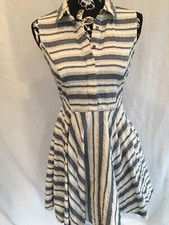 womens Forever21 striped sleeveless sundress in a size small blue gray and white