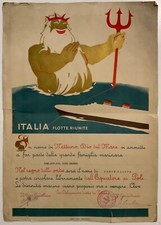ITALIA FLOTTE RIUNITE NETTUNO DIO DEL MARE DIPLOMA PESCE PILOTA