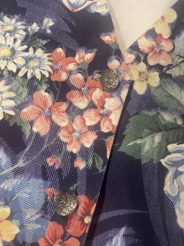 Vintage ORVIS Vest Womens Medium 100% Cotton Floral Buttons Made In USA XL - Picture 3 of 11