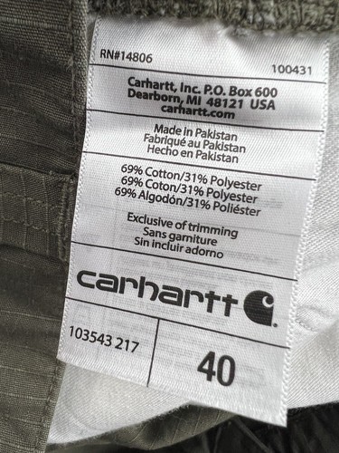 Carhartt Men's Cargo Shorts Size 40 Force Broxton Relaxed Fit Green Work Flat - Picture 5 of 7