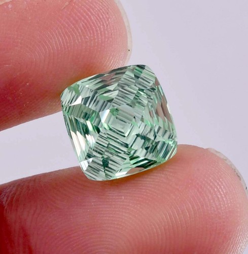 Piedra preciosa de zafiro verde natural de Ceilán 12 x 12 mm 12,10 quilates GIT suelta certificada - Imagen 3 de 6