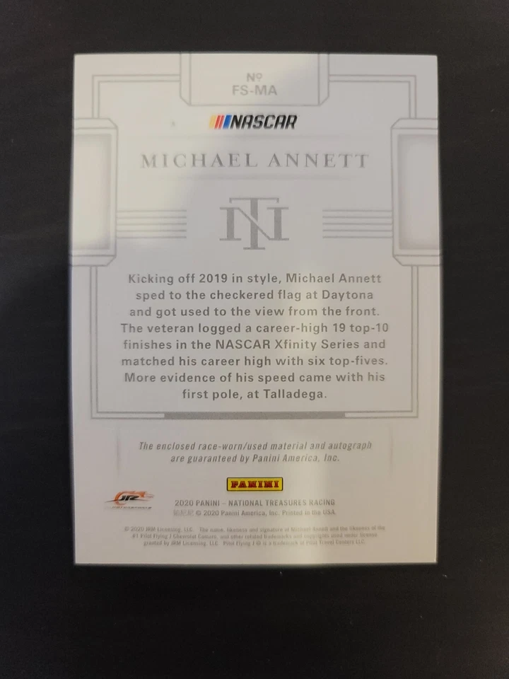 2020 National Treasures Michael Annett 2 Colors Patch Auto /10 - Image 3 of 3