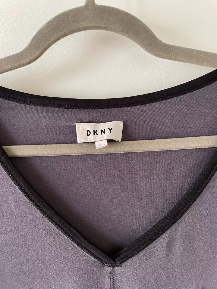 DKNY Oversized LS T-Shirt Black Grey Size M Medium Casual Rayon Comfort (34) - Image 3 of 4