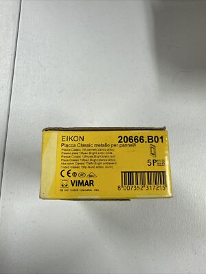 ( 5 Pack ) Vimar EIKON 20666.B01  ( Bright Artic White ) Classic Plate 1Mpan