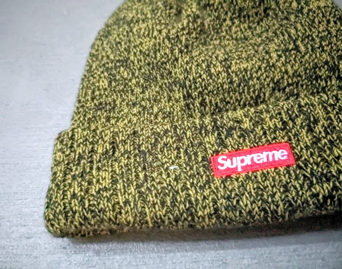 Supreme New Era Arc Logo Beanie Yellow Black Speckle FW18 Hat Cap
