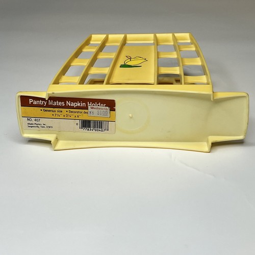 Soporte para servilletas de plástico amarillo vintage años 70 con plásticos de alladina flor amarilla #407 - Imagen 6 de 8