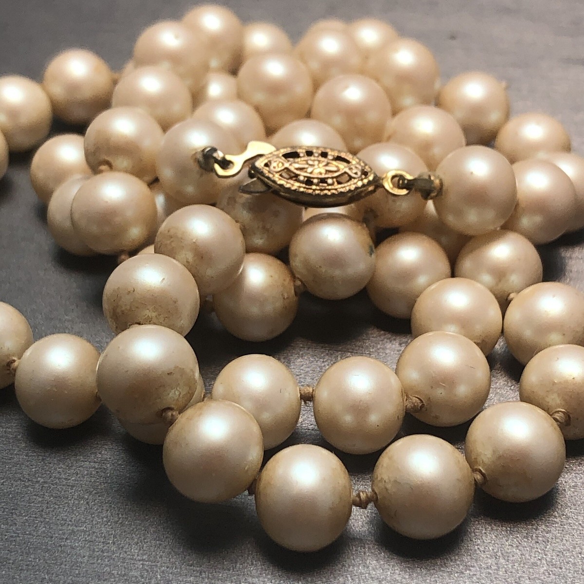 Vintage Signed Pat.P Necklace Faux Pearl Individually