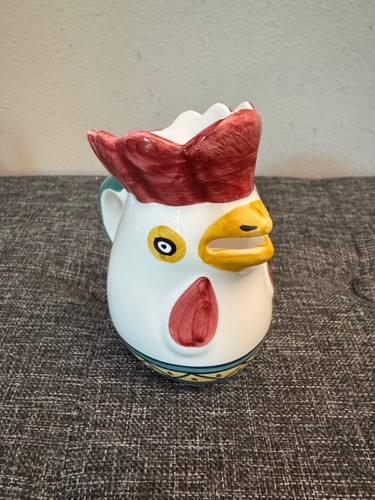 Vintage DERUTA Italy Hand Painted Ceramic Chicken Rooster Jug Pitcher Creamer - Picture 6 of 6