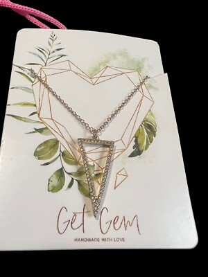 Get Gem Pave Triangle Gold Plated 18  Necklace 