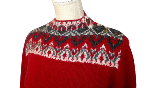 Coldwater Creek Red Beaded Patterned Holiday Sweater Womens Medium - Picture 5 of 18