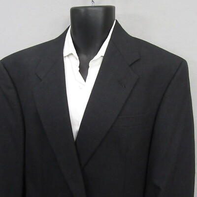 Hart Schaffner & Marx Mens 2 Piece Suit 42L 34Wx30L Solid Charcoal Gray