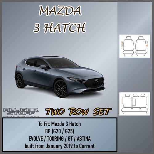 TrueFit Black Seat Covers for Mazda 3 Hatch BP G20/G25: from 01/2019 to Current - Picture 3 of 10