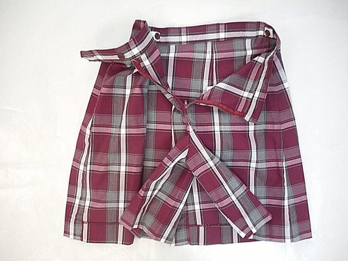 Girls A+ Maroon Plaid Culotte Uniform Skort Jr. Sizes 3 Jr. - 21 Jr. - Picture 2 of 4