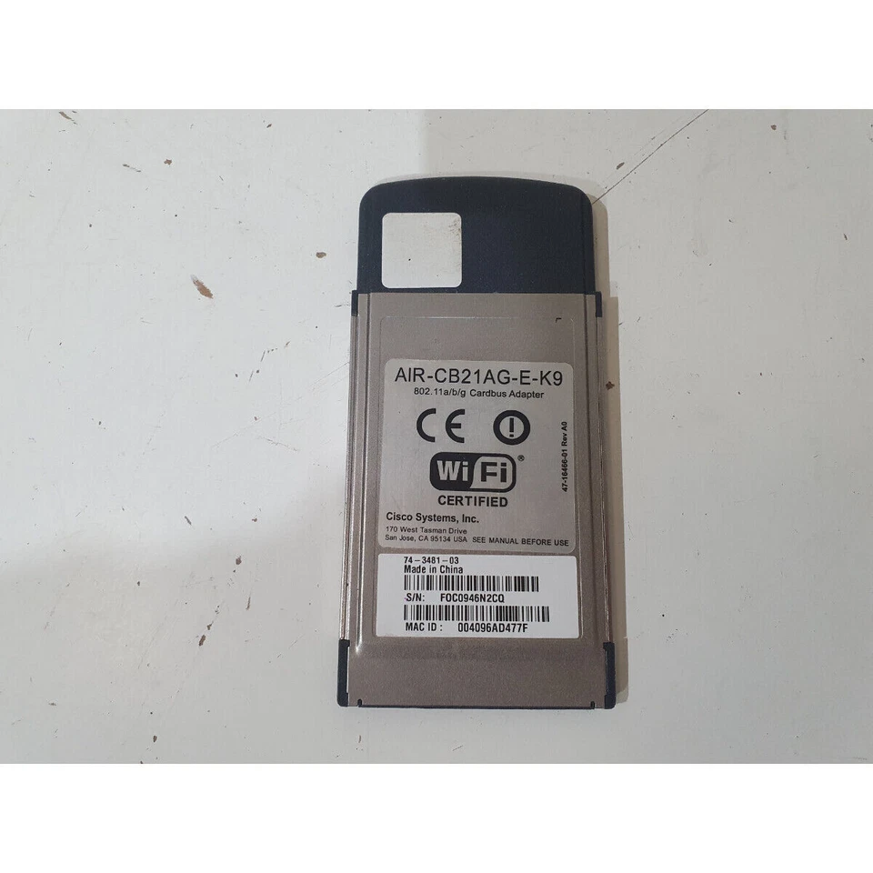 Cisco Aironet AIR-CB21AG-E-K9 Wireless CardBus Adapter 802.11a/b/g LED Indicator - Image 2 of 4