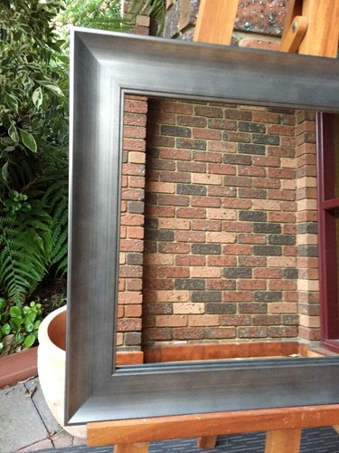 Industrial Style Aged Silver Wood Frame Wall Mirror 60cm x 45cm - Picture 2 of 4
