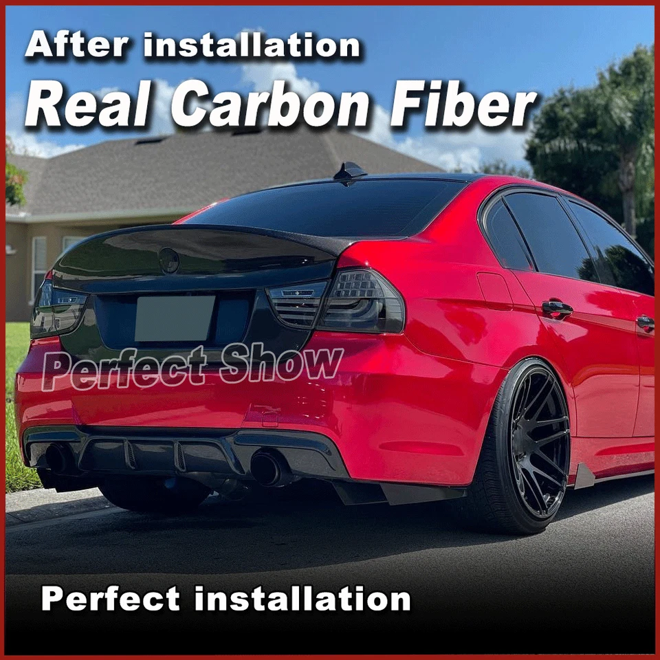 For BMW 3 Series E90 Sedan 2005-08 REAL Carbon Rear Trunk Spoiler Boot Wing Lip  - image 4 of 4