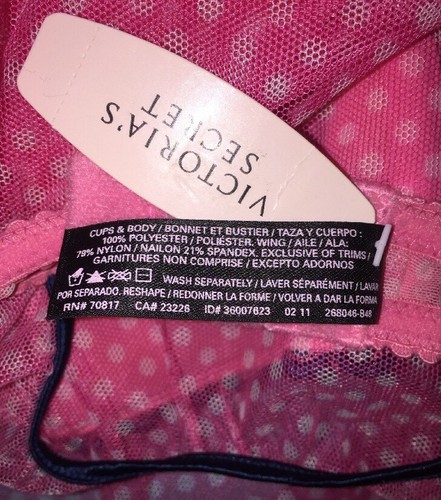 Victoria's Secret SEXY LITTLE THINGS Pink Polka Dot Blue Trim Baby Doll Size 36C - Picture 5 of 6