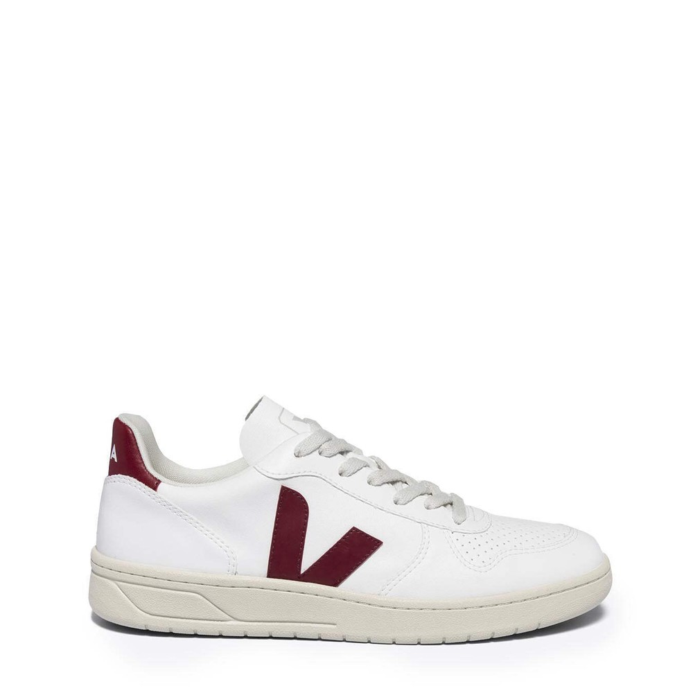 Veja Womens V-10 Sneakers in White Marsala Veja Womens V-10 Sneakers in White Marsala