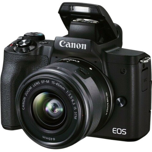 Canon EOS M50 Mark II 24.1MP Mirrorless Camera - Black (EF-M 15-45mm f/3.5-6.3 + 55-200mm f/4.5-6.3 IS STM)