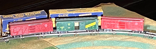 AMERICAN FLYER 922 GAEX DECAL BOXCAR & 2 VARIATIONS OF 629 MO. PAC ...