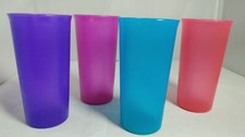 Tupperware Nesting Tumblers Set 4 Cups Model 116 Blue, Pink, Purple