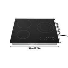24" 3-Burner Built-in Electric Cooktop Ceramic Stove Top Touch Timing 110V 2600W