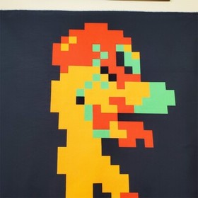 8 bit Samus Aran Metroid banner 18x24" tapestry NES wall flag retro game room