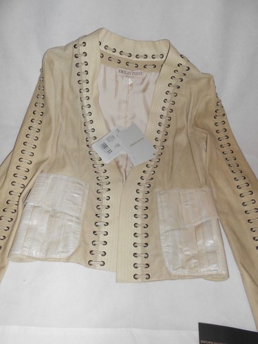 New Emilio Pucci beige 100% lambskin jacket IT44 RRP 3500€ - Picture 10 of 11