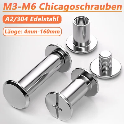 GOO BETTER M3/M4/M5/M6 Chicago-Schrauben Gürtelschrauben A2/304 Edelstahl Buchschrauben