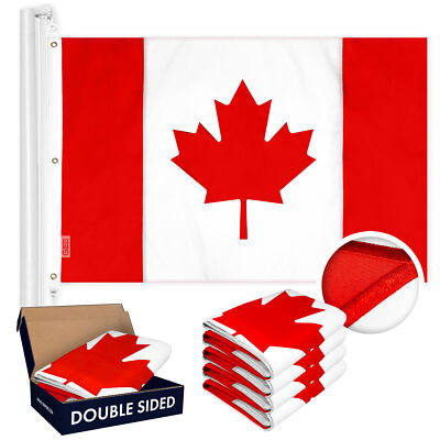 G128 5 Pack: Canada Canadian Flag 5x8 Ft Double Sided Emb 210D Poly 3-ply