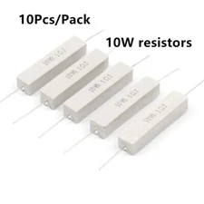 10Pcs 10 watt Wirewound Cement Resistor 10W horizontal Resistors 0.1-100K ohm