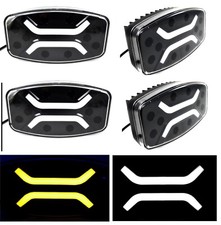 4 x 12/24V LED Pois Luci + DRL Neon Bianco Arancio Rollbar Trattore Furgone Bus