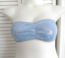Victoria's Secret Blue Sparkling Sequin Lace Bandeau Top Size Medium NWTS