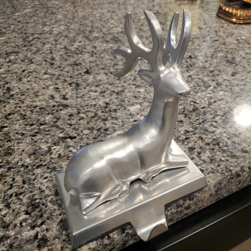 Christmas REINDEER STOCKING HOLDER Hanger Deer Silver 2013 Vallabh Metal 7 1/2" eBay
