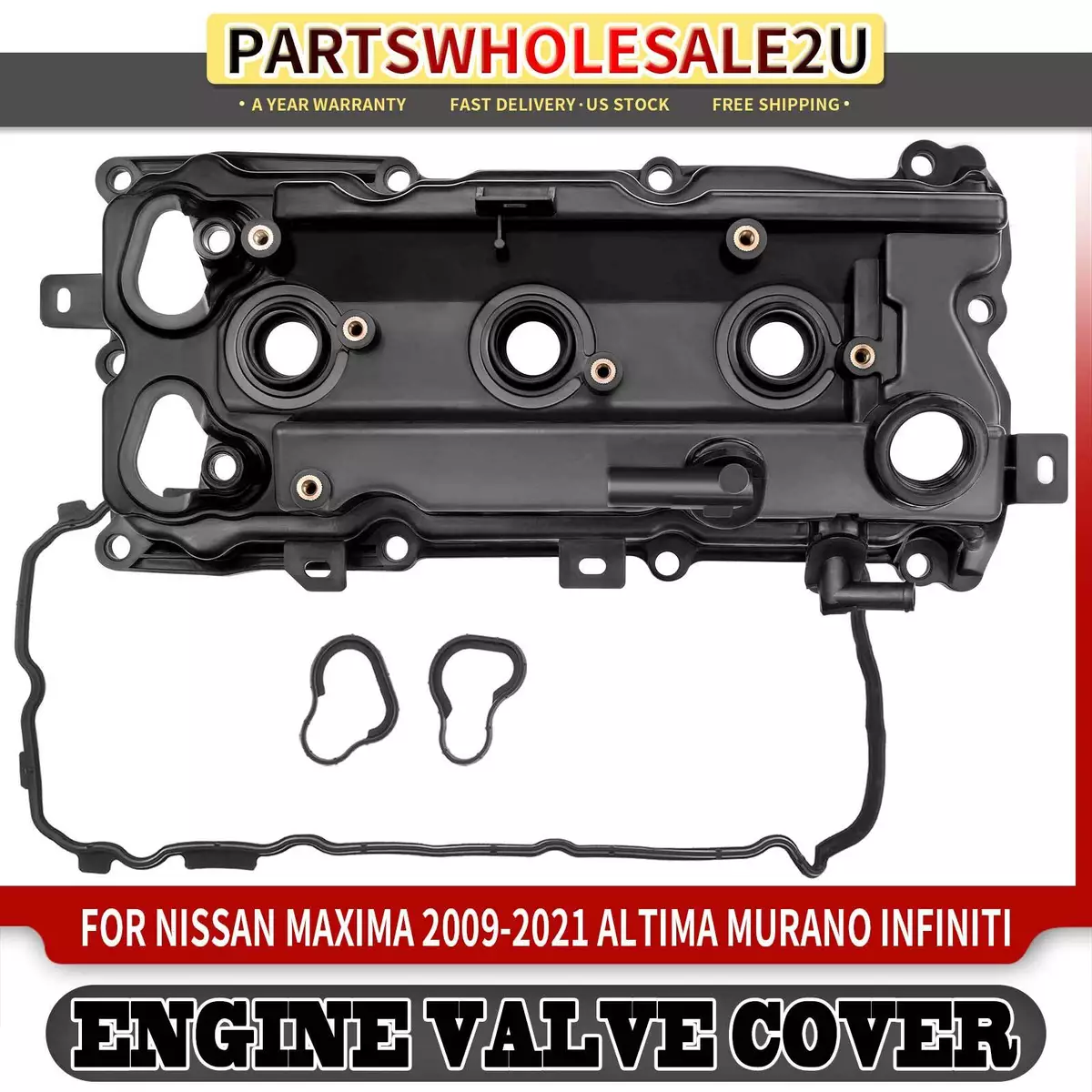 Left Engine Valve Cover w Gasket for Infiniti QX60 Nissan Altima