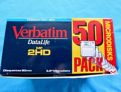 3.5''  MICRODISK'S BOX OF 37 NEW VERBATIM DATALIFE MF 2HD