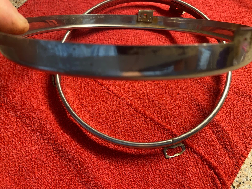 OEM 1964 1/2 Ford Mustang Headlight Ring Stainless Steel Retainer Set Free Ship Foto 4 de 4