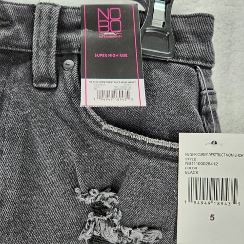 NO BOUNDARIES Super High Rise Mom Distressed Shorts Size 5 Black - Picture 3 of 9