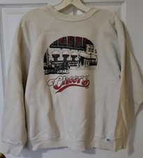Vintage Vtg Cheers Sweatshirt Adult L Large White Pullover TV Show Bar Boston