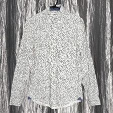 Men Express Button Down Dress Shirt Size M White  Black