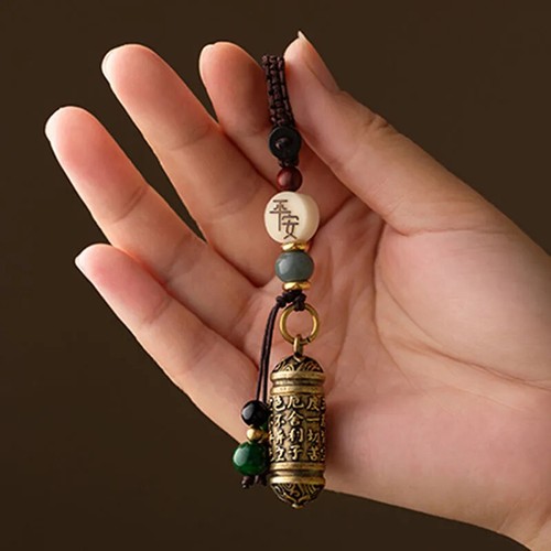 Buddhism Six Words Mantra Buddhist Car Keychain Lotus Heart Sutra Amulet Copper - 第 1/10 張圖片